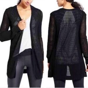 Athleta Women's Open‎ Knit Wrap Cardigan Sweater Long Sleeve Black Size XL